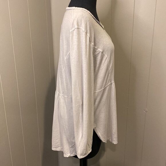 Wrap Size 10 Grey Tunic Long Sleeve Button Down Weave Neckline - Picture 3 of 7